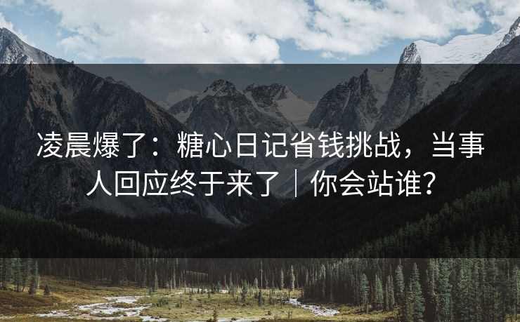 凌晨爆了：糖心日记省钱挑战，当事人回应终于来了｜你会站谁？