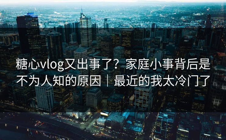 糖心vlog又出事了？家庭小事背后是不为人知的原因｜最近的我太冷门了
