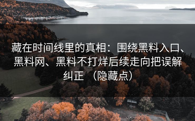 藏在时间线里的真相：围绕黑料入口、黑料网、黑料不打烊后续走向把误解纠正 （隐藏点）
