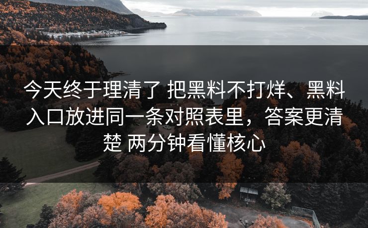 今天终于理清了 把黑料不打烊、黑料入口放进同一条对照表里，答案更清楚 两分钟看懂核心