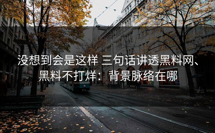 没想到会是这样 三句话讲透黑料网、黑料不打烊：背景脉络在哪