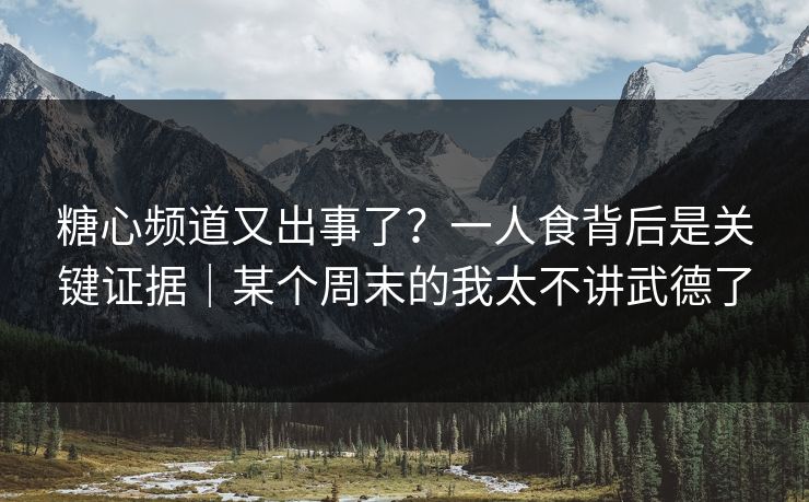 糖心频道又出事了？一人食背后是关键证据｜某个周末的我太不讲武德了