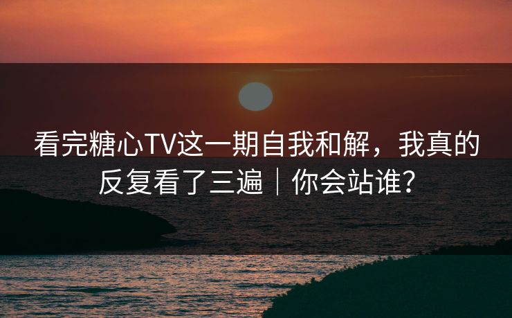 看完糖心TV这一期自我和解，我真的反复看了三遍｜你会站谁？