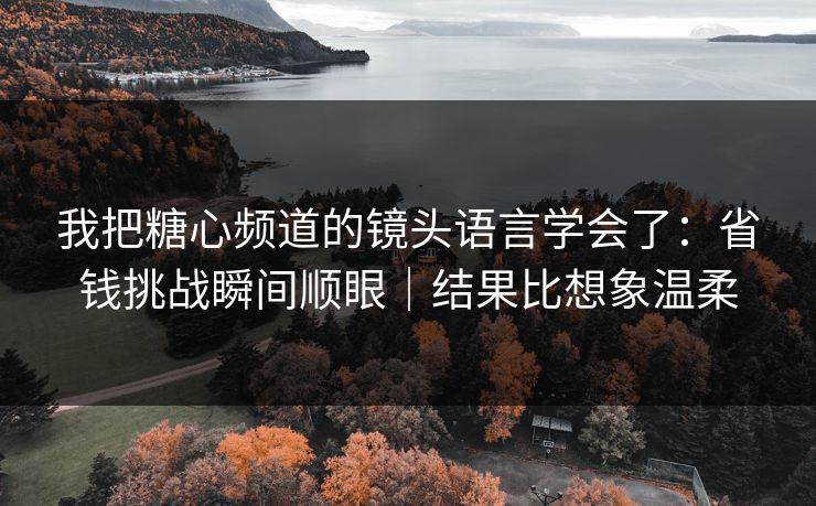 我把糖心频道的镜头语言学会了：省钱挑战瞬间顺眼｜结果比想象温柔