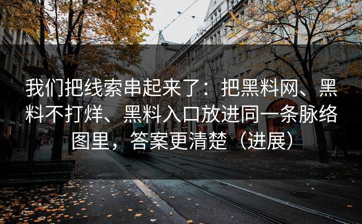 我们把线索串起来了：把黑料网、黑料不打烊、黑料入口放进同一条脉络图里，答案更清楚（进展）