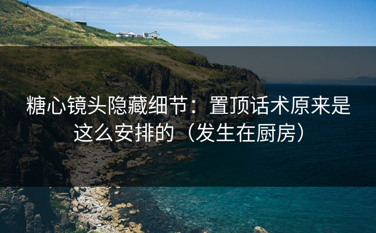 糖心镜头隐藏细节：置顶话术原来是这么安排的（发生在厨房）