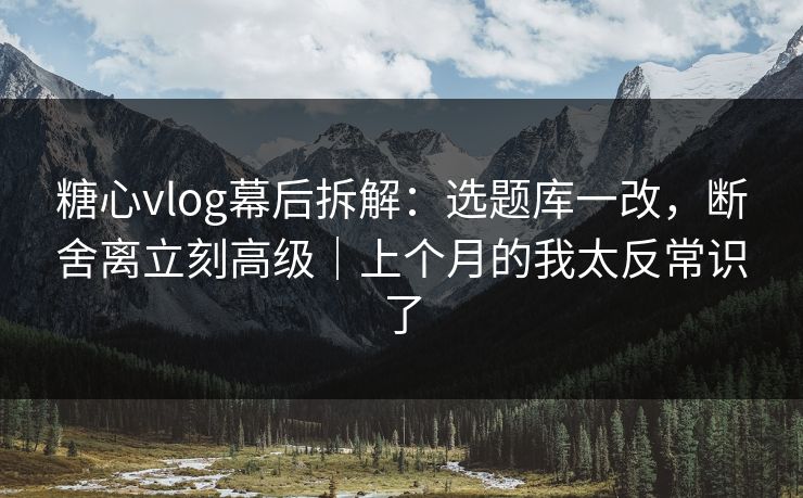 糖心vlog幕后拆解：选题库一改，断舍离立刻高级｜上个月的我太反常识了