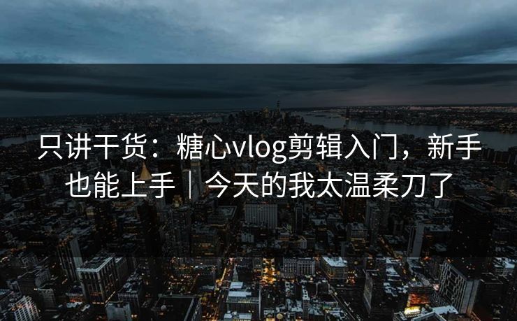 只讲干货：糖心vlog剪辑入门，新手也能上手｜今天的我太温柔刀了
