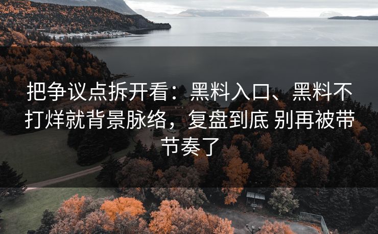 把争议点拆开看：黑料入口、黑料不打烊就背景脉络，复盘到底 别再被带节奏了