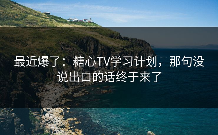 最近爆了：糖心TV学习计划，那句没说出口的话终于来了