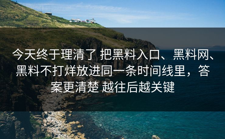 今天终于理清了 把黑料入口、黑料网、黑料不打烊放进同一条时间线里，答案更清楚 越往后越关键