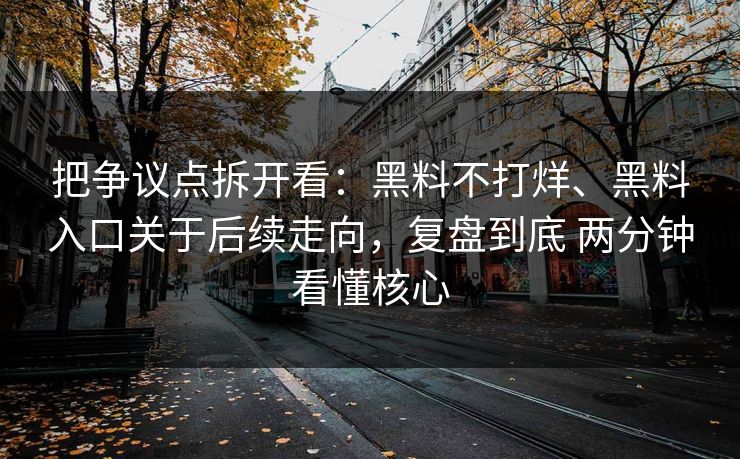 把争议点拆开看：黑料不打烊、黑料入口关于后续走向，复盘到底 两分钟看懂核心