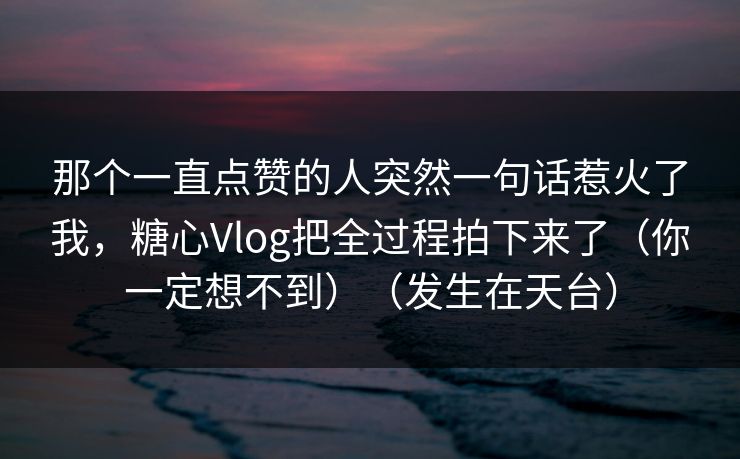 那个一直点赞的人突然一句话惹火了我，糖心Vlog把全过程拍下来了（你一定想不到）（发生在天台）