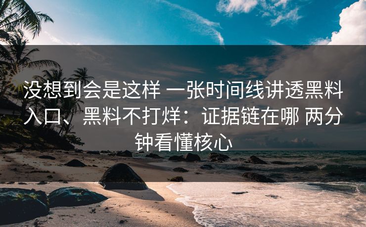 没想到会是这样 一张时间线讲透黑料入口、黑料不打烊：证据链在哪 两分钟看懂核心