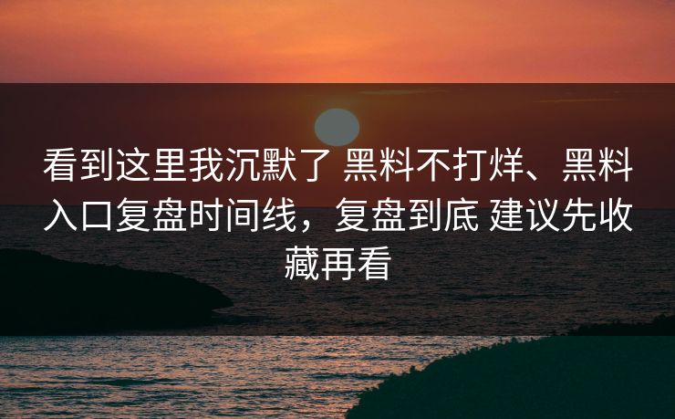 看到这里我沉默了 黑料不打烊、黑料入口复盘时间线，复盘到底 建议先收藏再看
